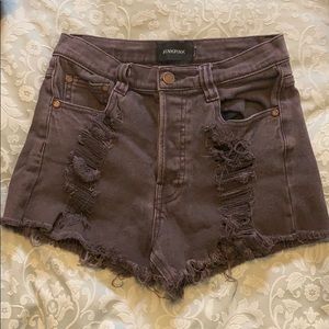 MinkPink Purple Washed Hight Waisted Shorts